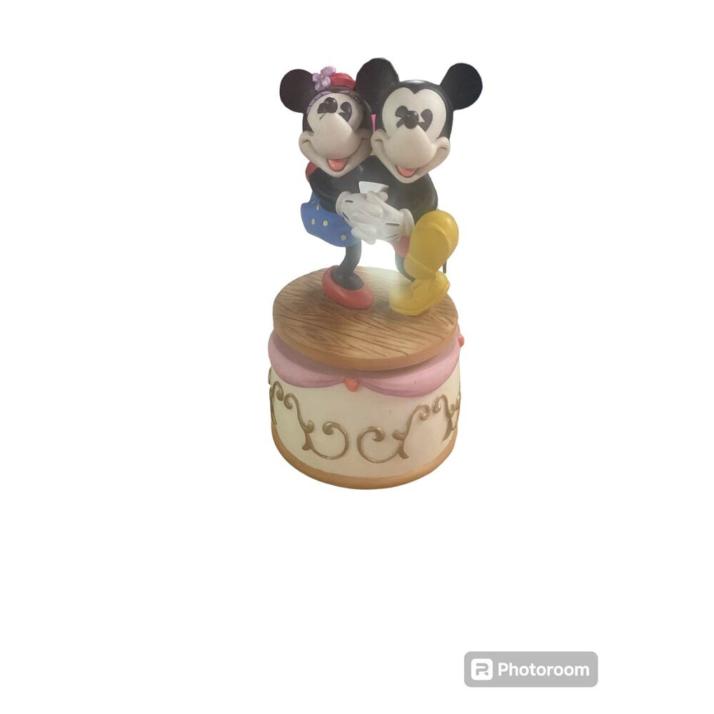 Vintage Enesco Disney Mickey & Minnie Mouse Music Box 1972